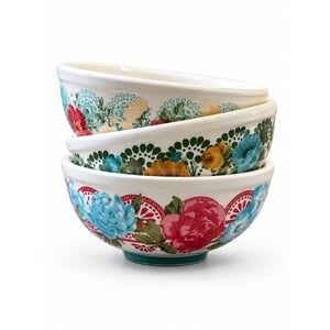 Pioneer Woman Flea Market Floral Stoneware Dip Sauce bowls, cups Set of 3